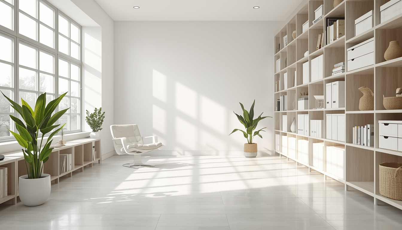 Decluttered space with organized elements